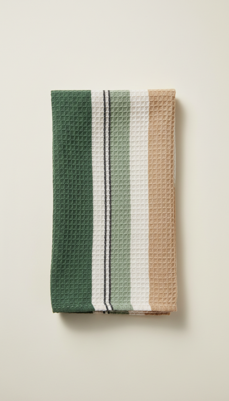 Organic cotton kitchen towel with textured weave