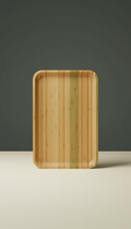 FSC-certified wood serving tray with raised edges