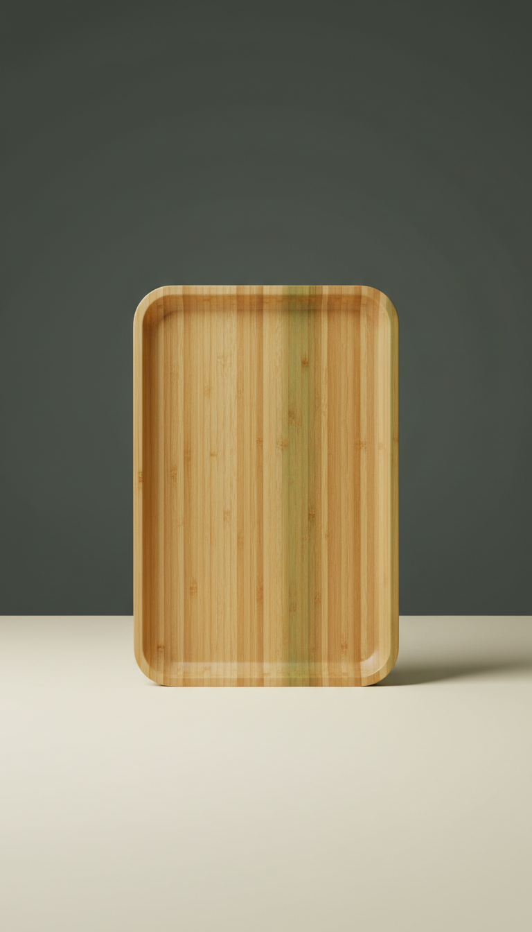 FSC-certified wood serving tray with raised edges